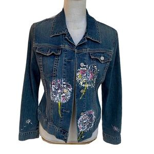 Wishing Flower Upcycled Jean Jacket